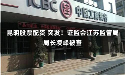 昆明股票配资 突发！证监会江苏监管局局长凌峰被查